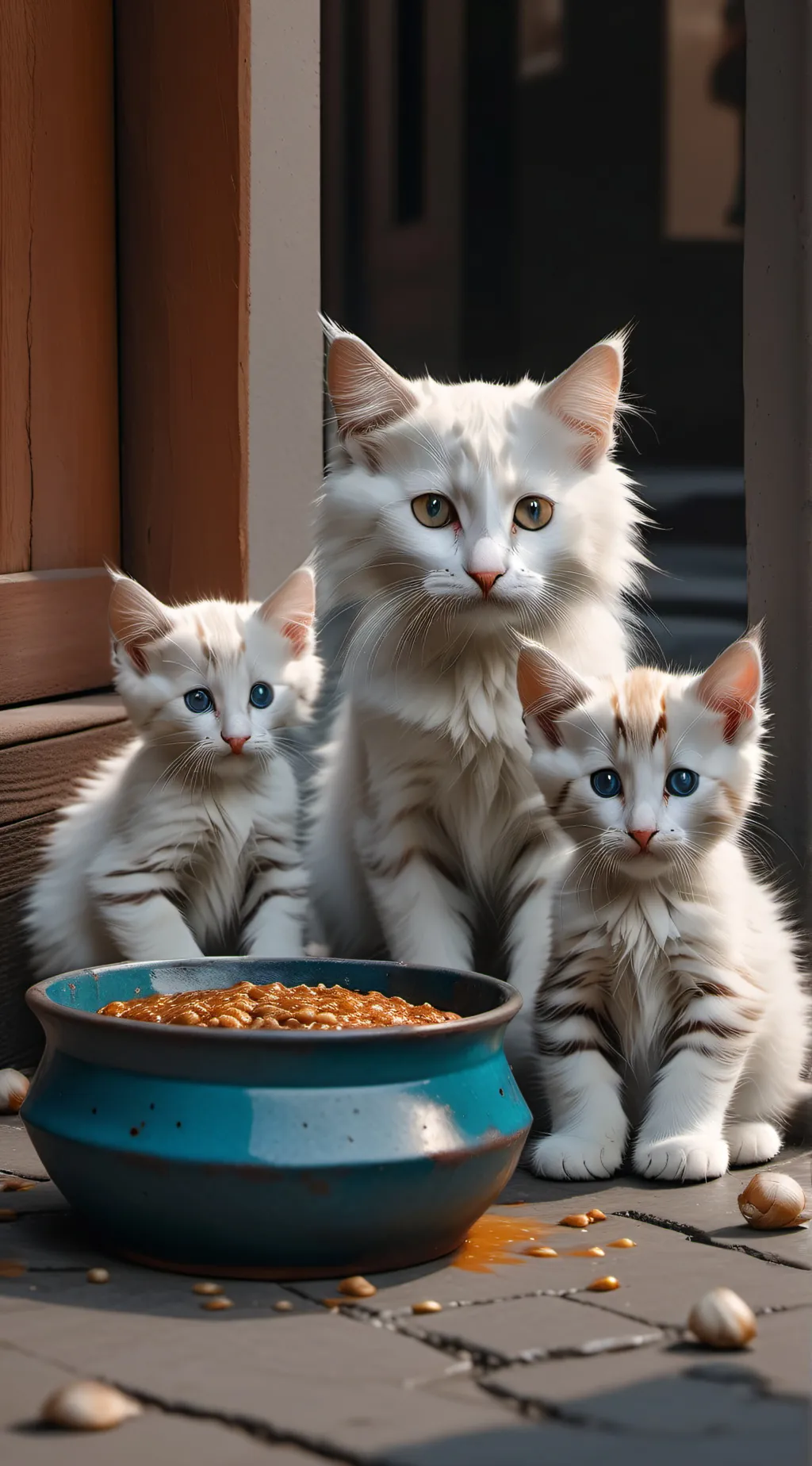 ai character: begging cats background