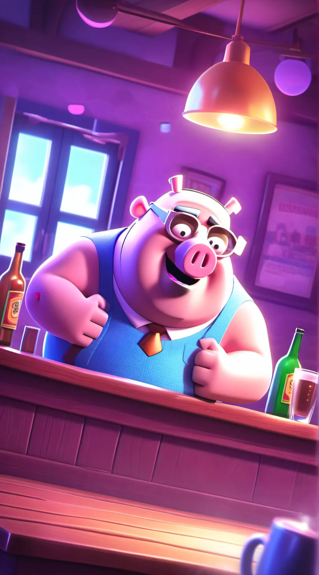 ai character: Daddy pig 🐽 background