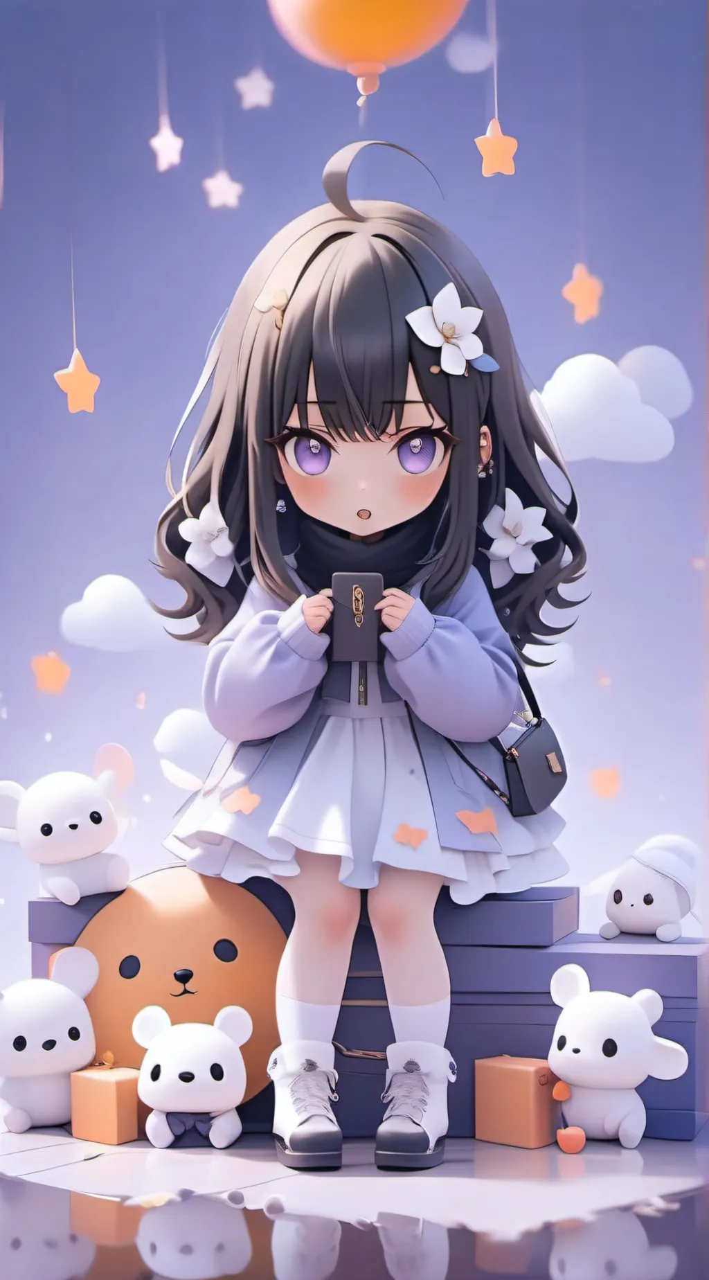 ai character: Violet background