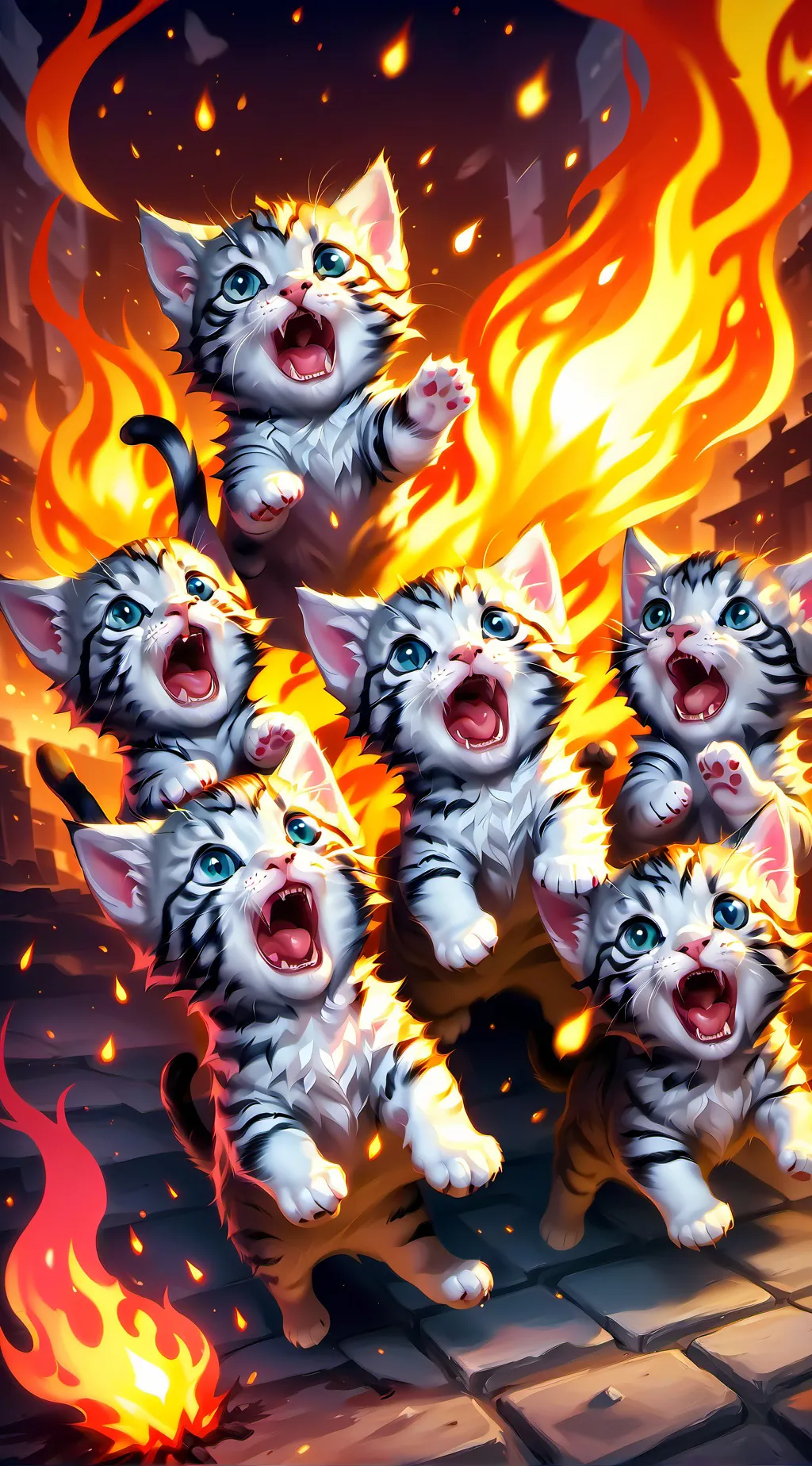 ai character: burning kitten!! background