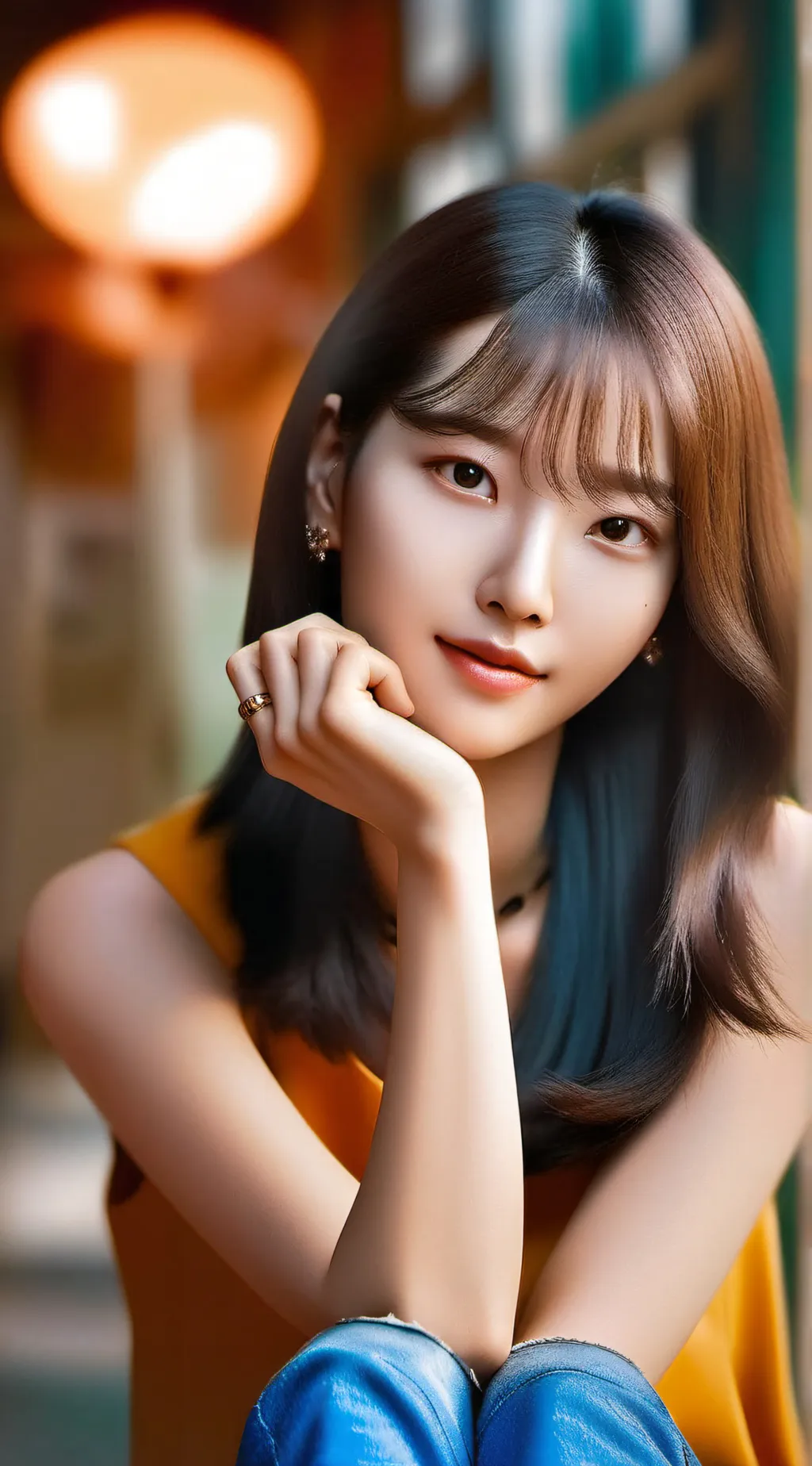 ai character: 미 차 background