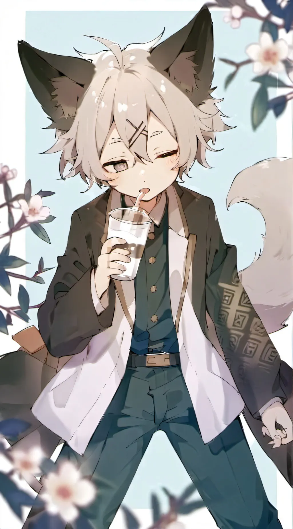 ai character: sanemi as a cat  background