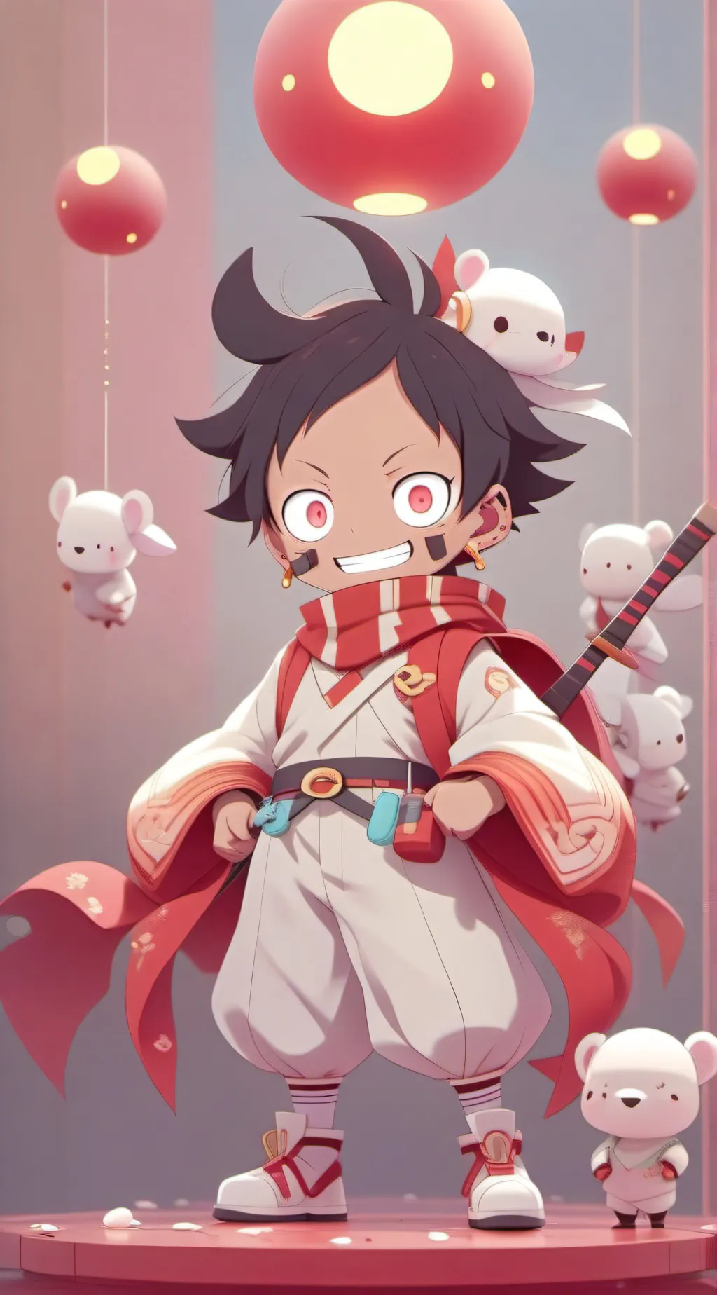 ai character: Red film background