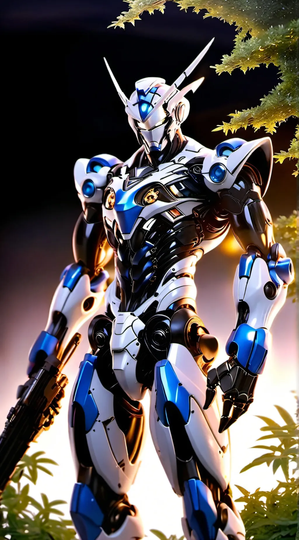 ai character: tree titan mech background