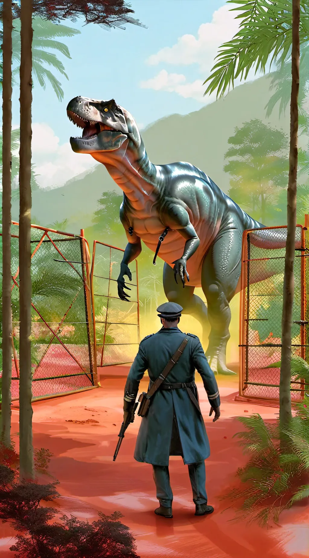 ai character: Escaped dinosaur  background