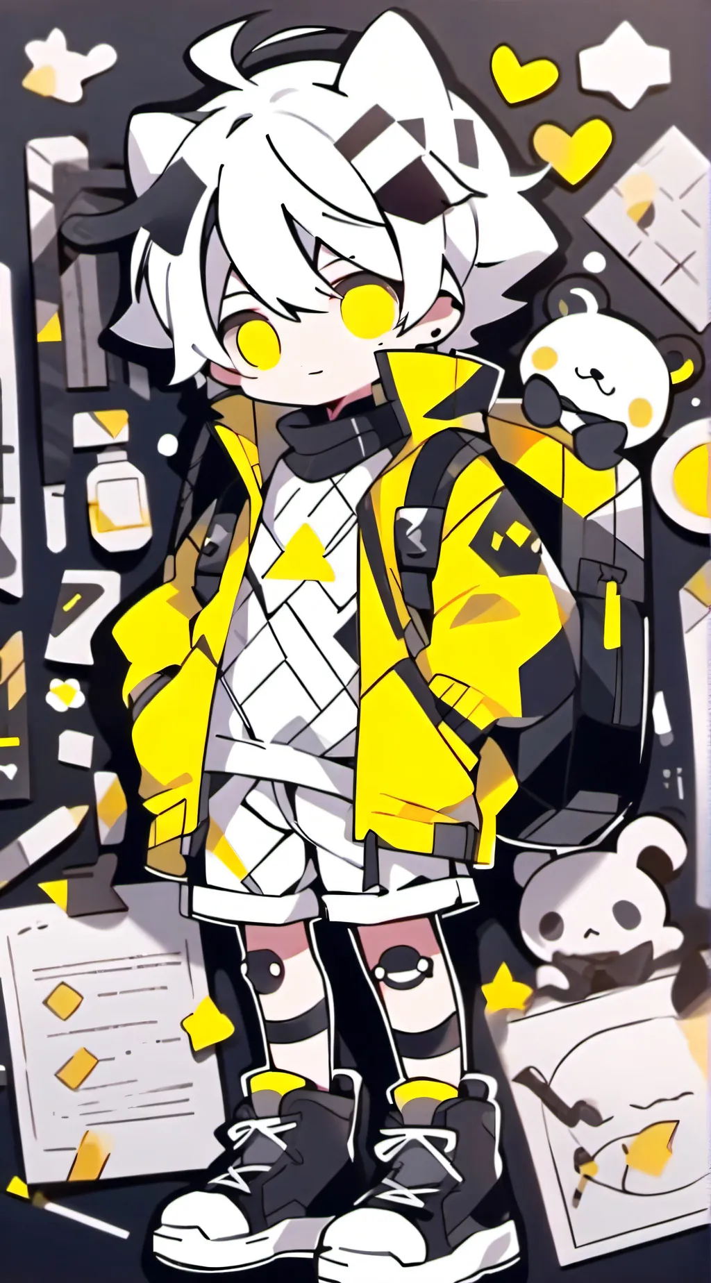 ai character: yellow rainbow fri background