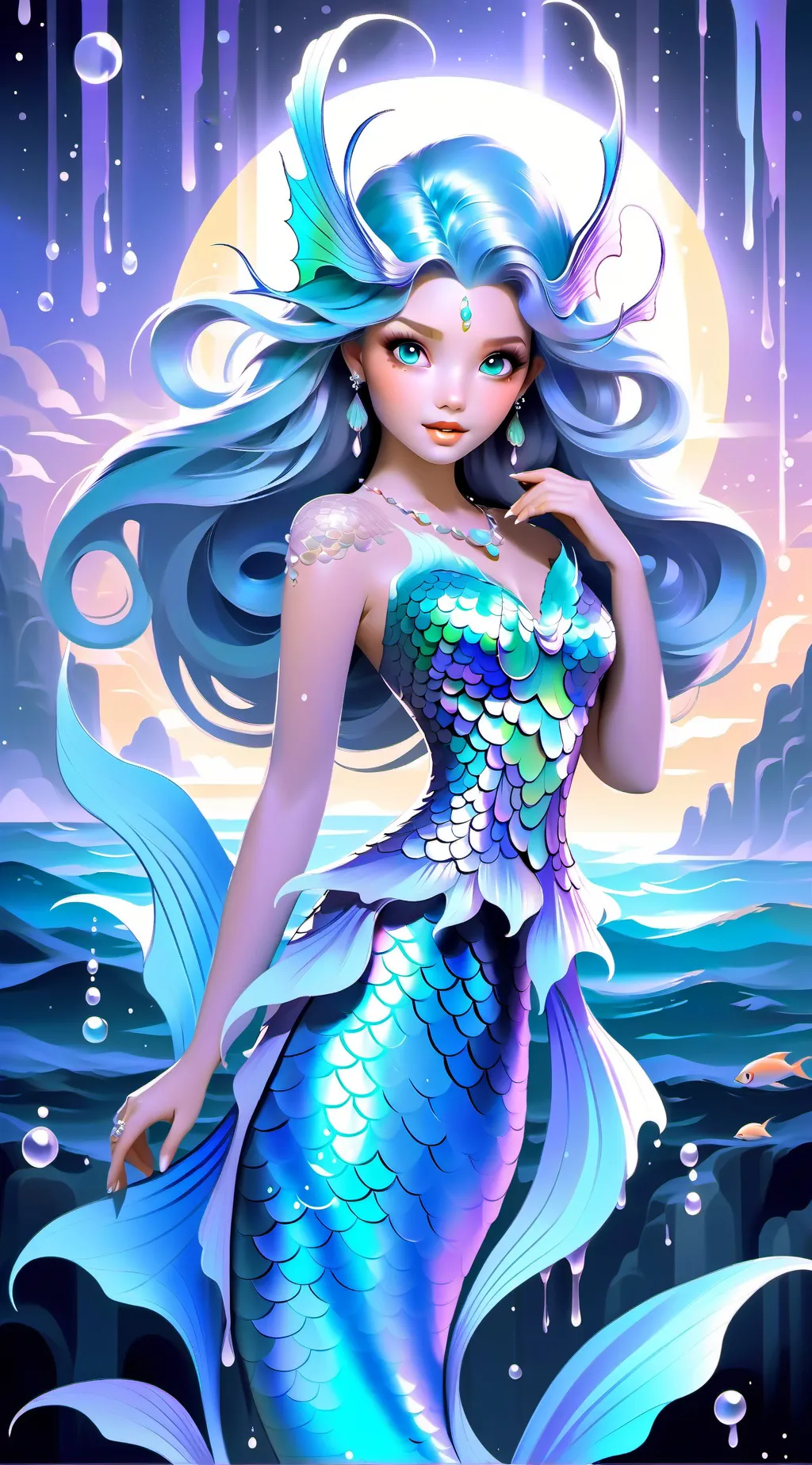 ai character: Kny mermaid background