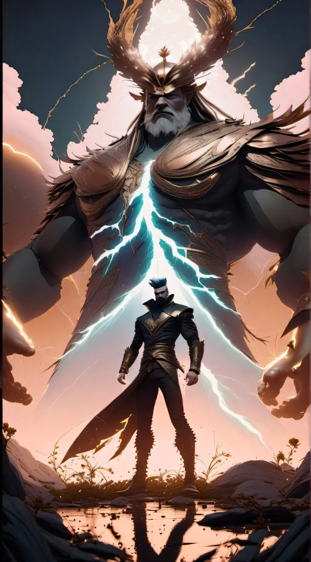 ai character: King of lightning  background