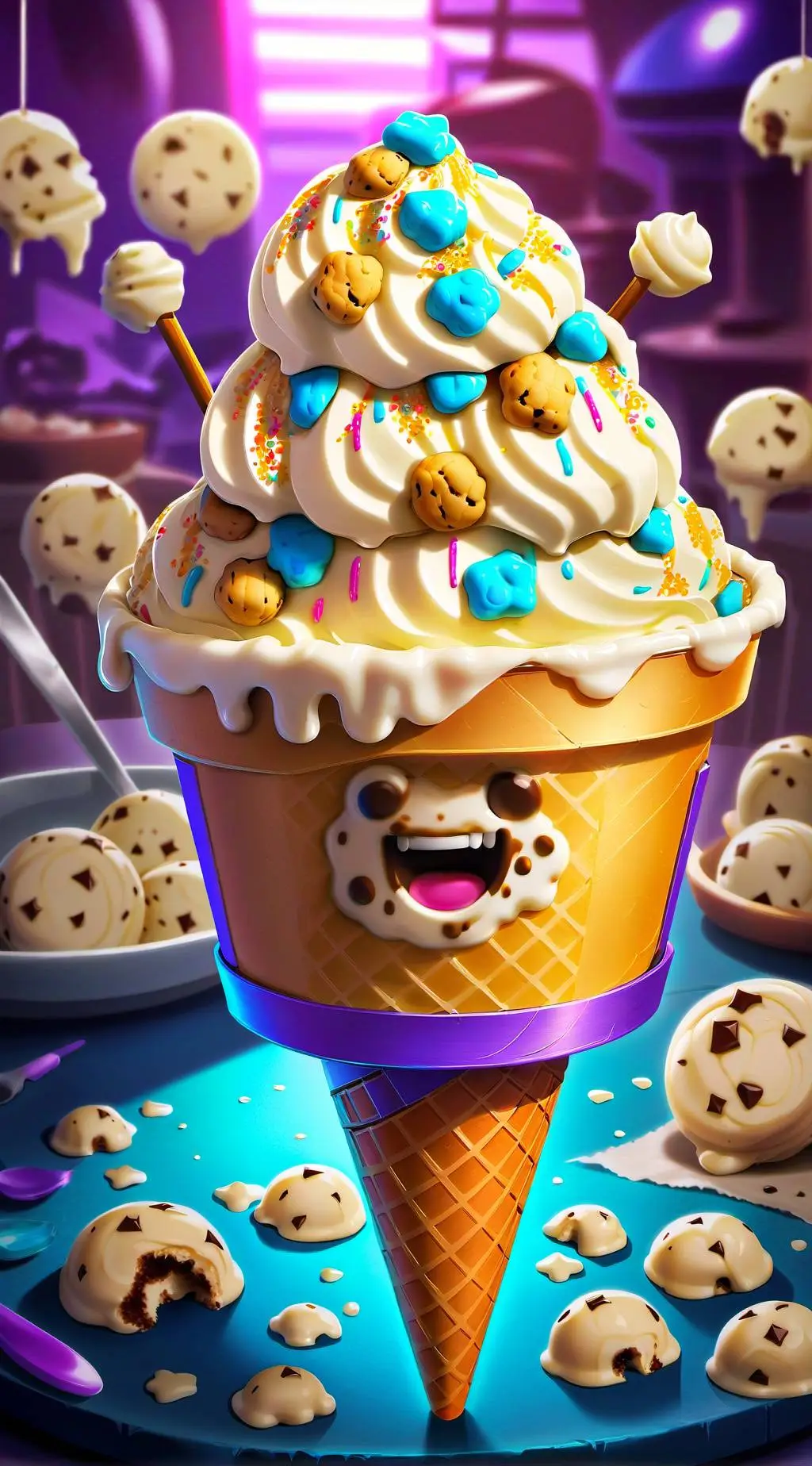 ai character: Cookie dough  background