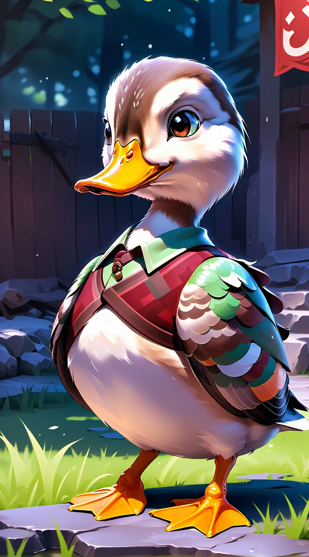 ai character: Fluffy:A Real Duck background
