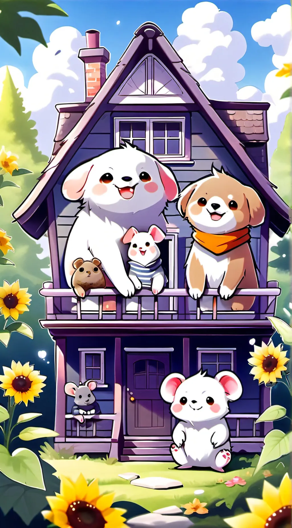 ai character: Smiling critters background