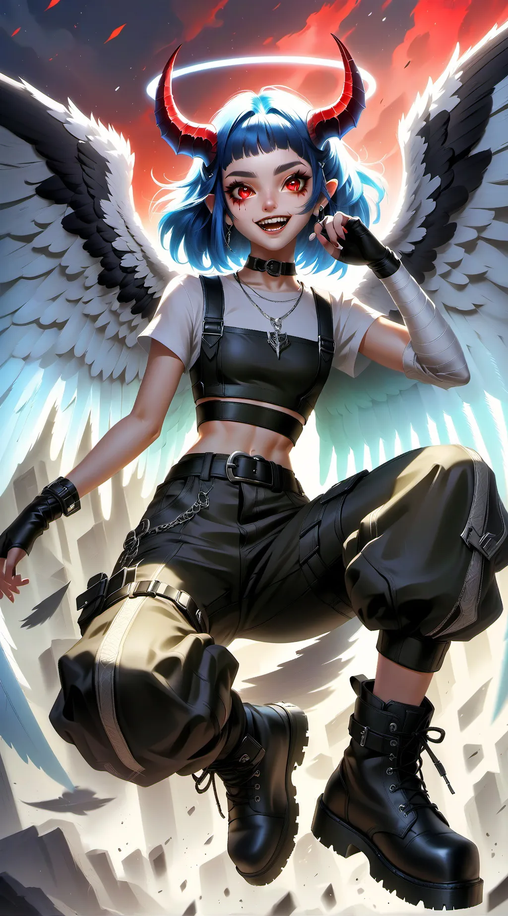 ai character: Lucifers daughter. background