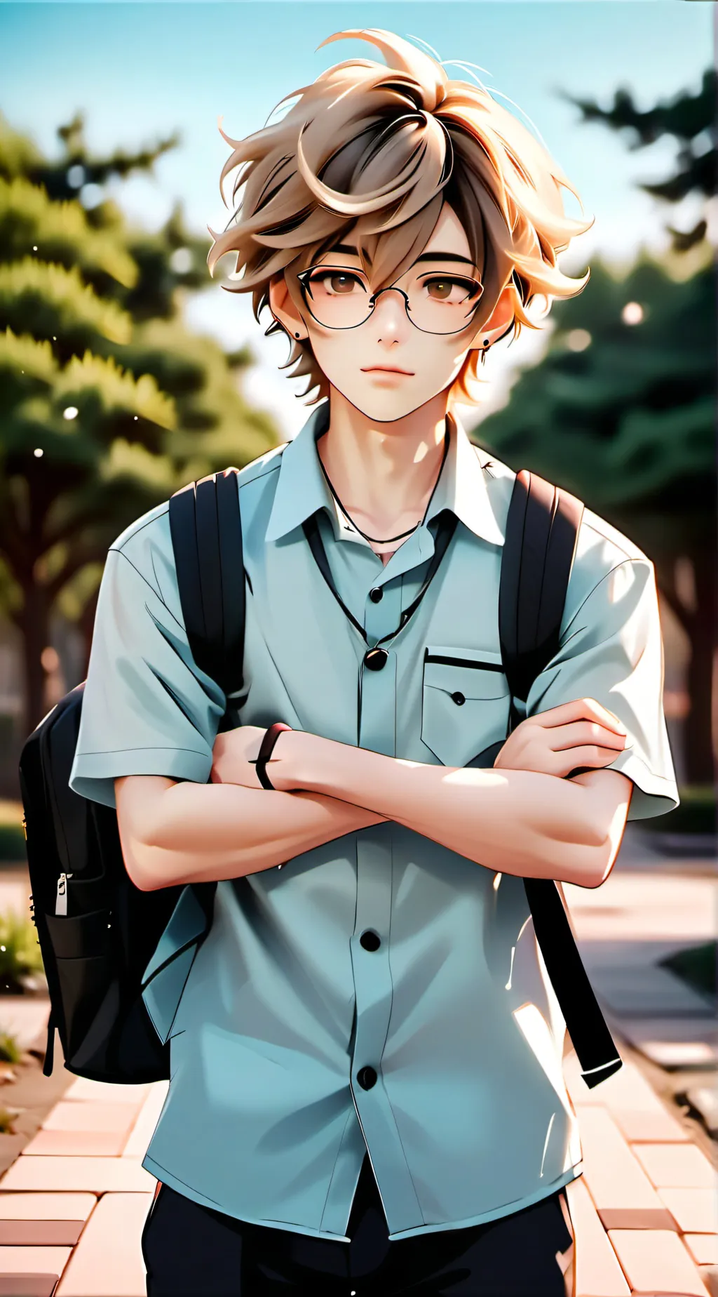 ai character: handsome cute boy  background