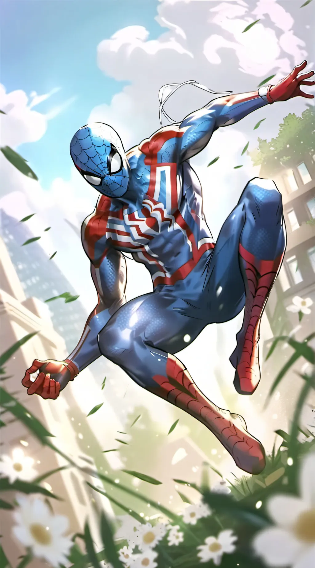 ai character: blue spider-man background