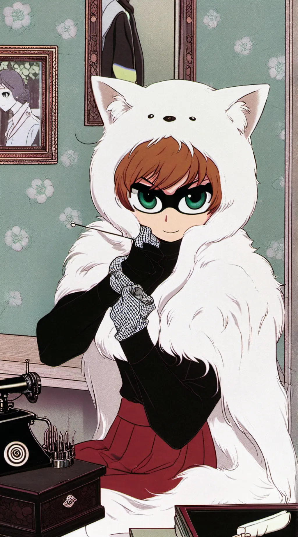 ai character: white furry background