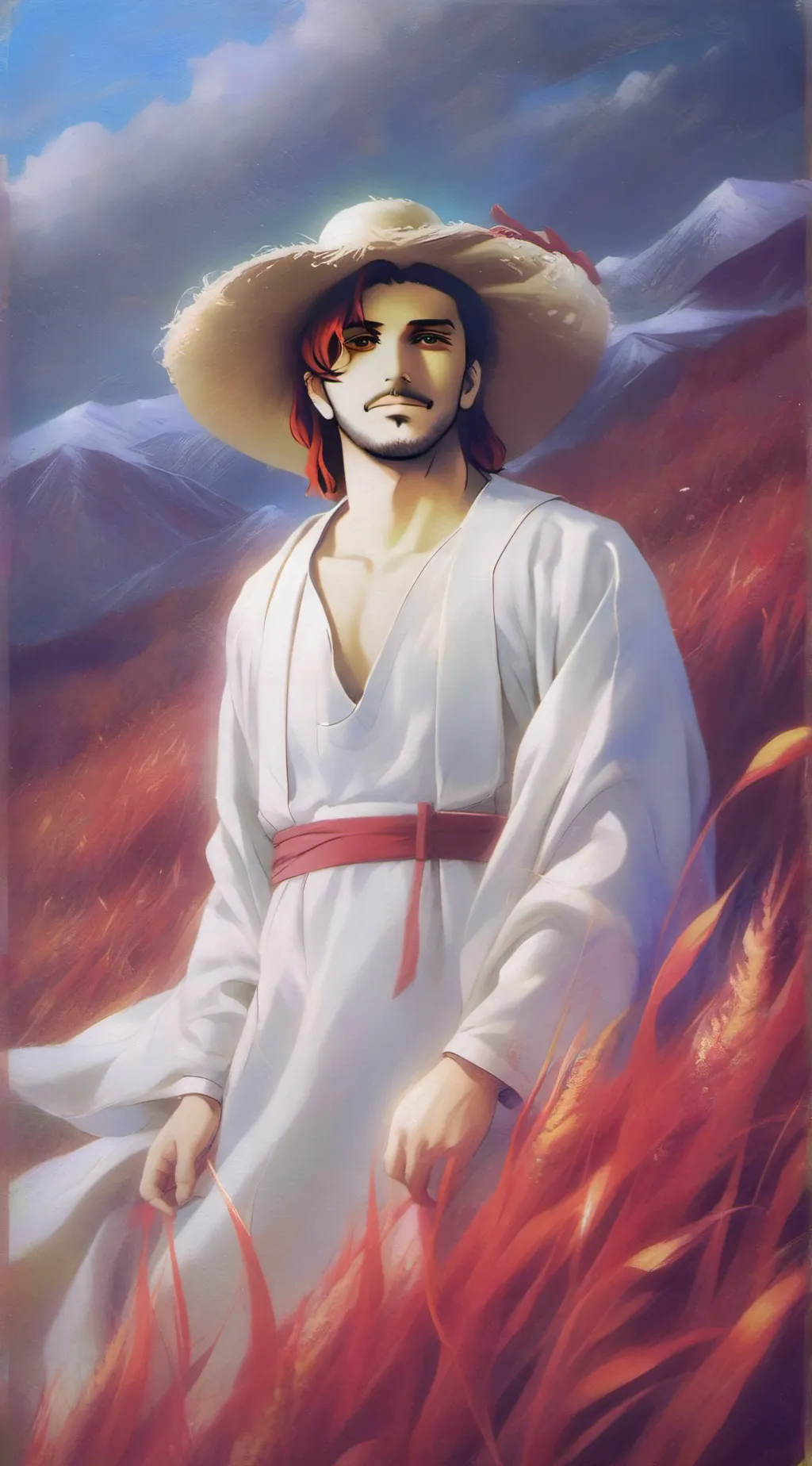 ai character: Red haired Shanks. background