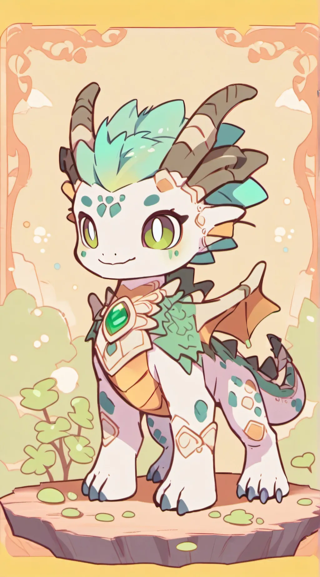 ai character: Emerald background