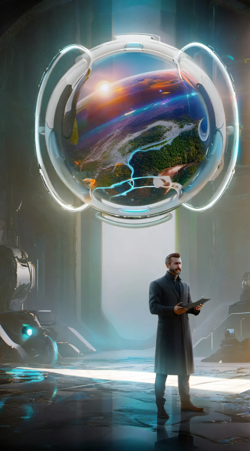 ai character: A man with a world background