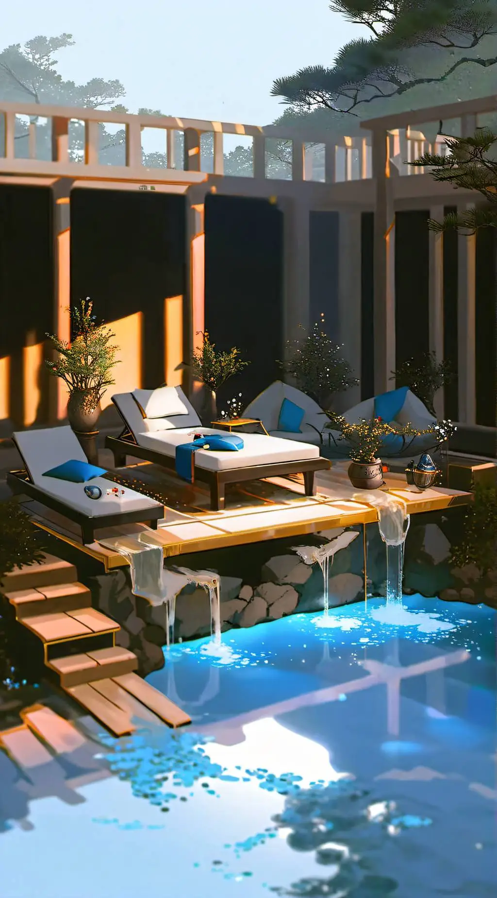 ai character: Mha pool party background