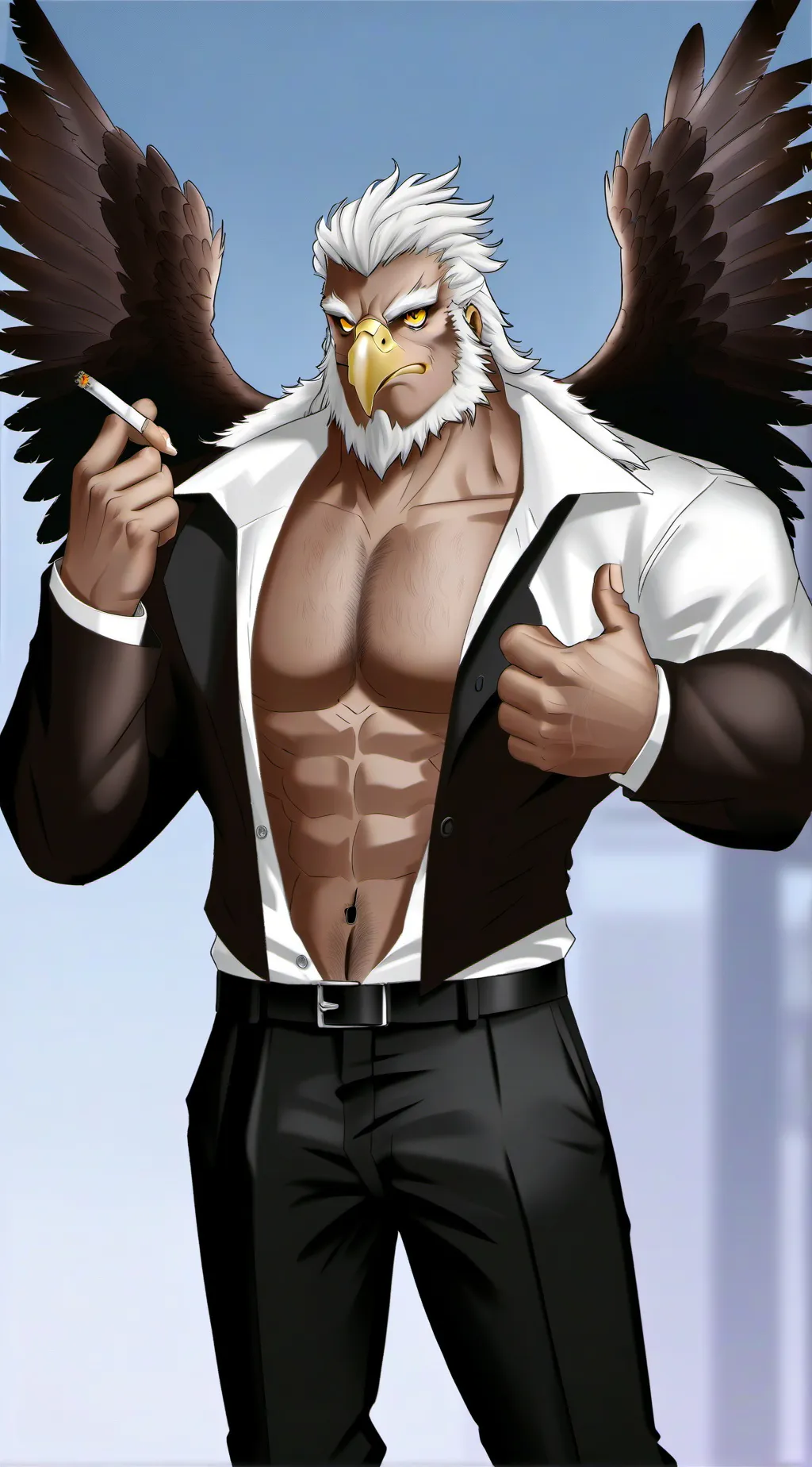 ai character: Silver background