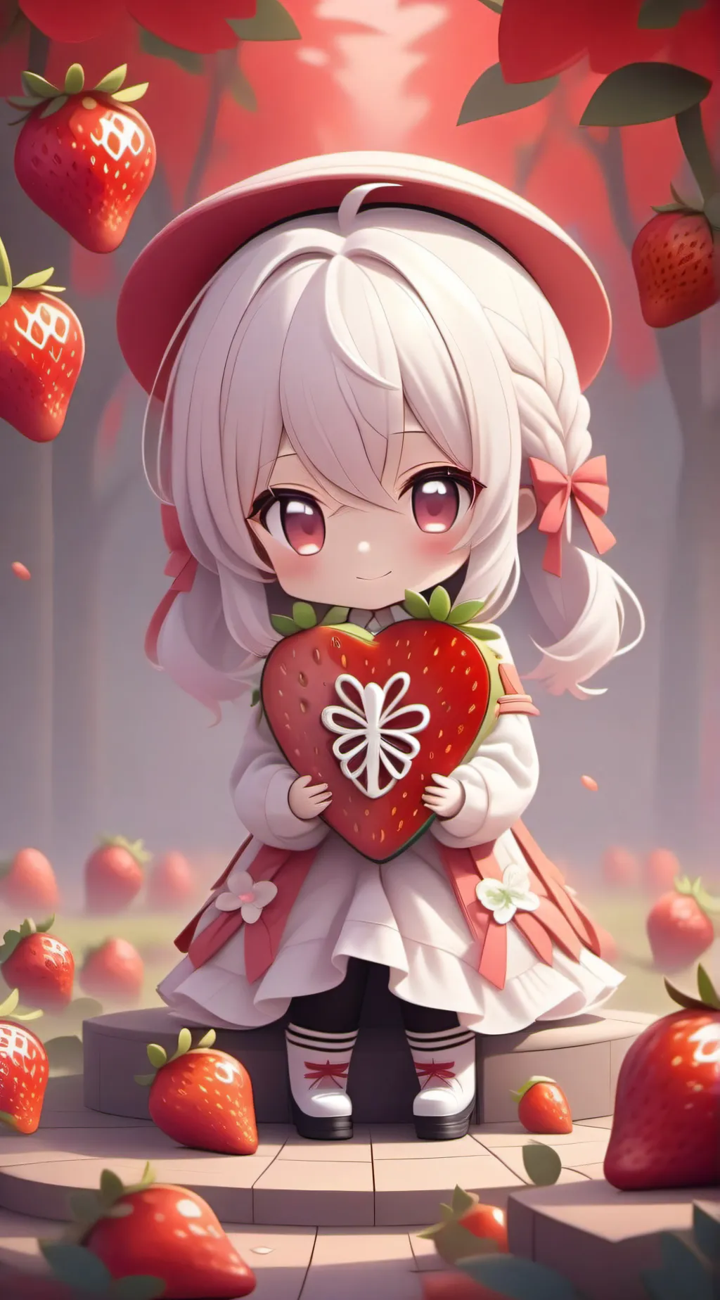 ai character: Strawberry background