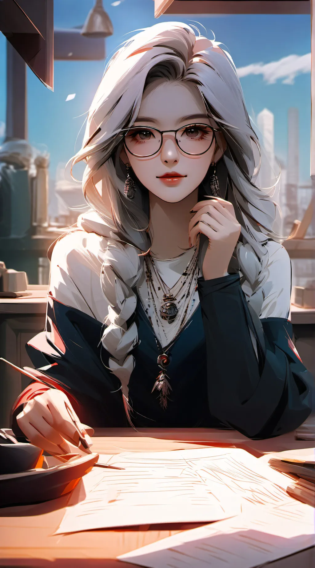 ai character: Cute nerd background