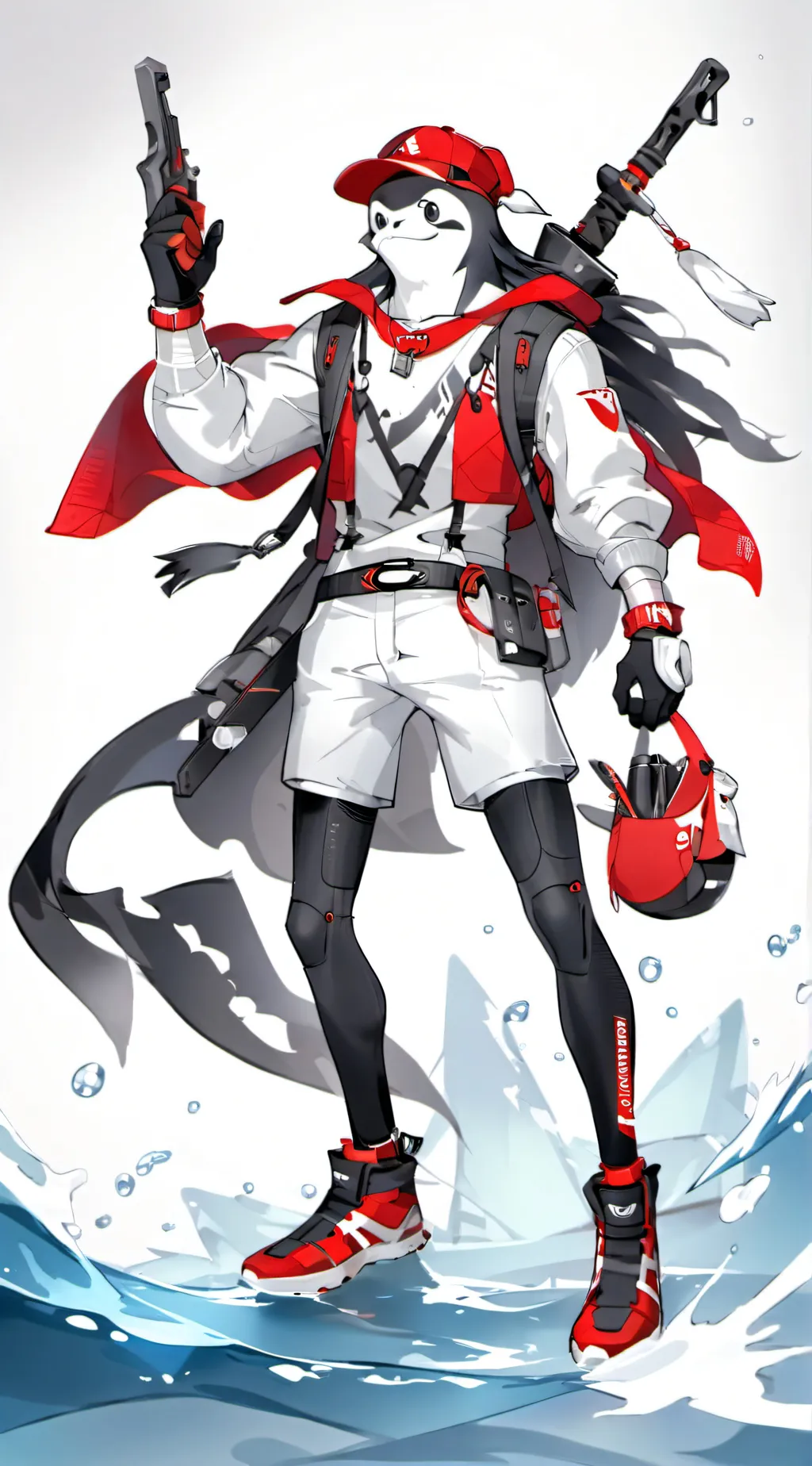 ai character: penguin person  background