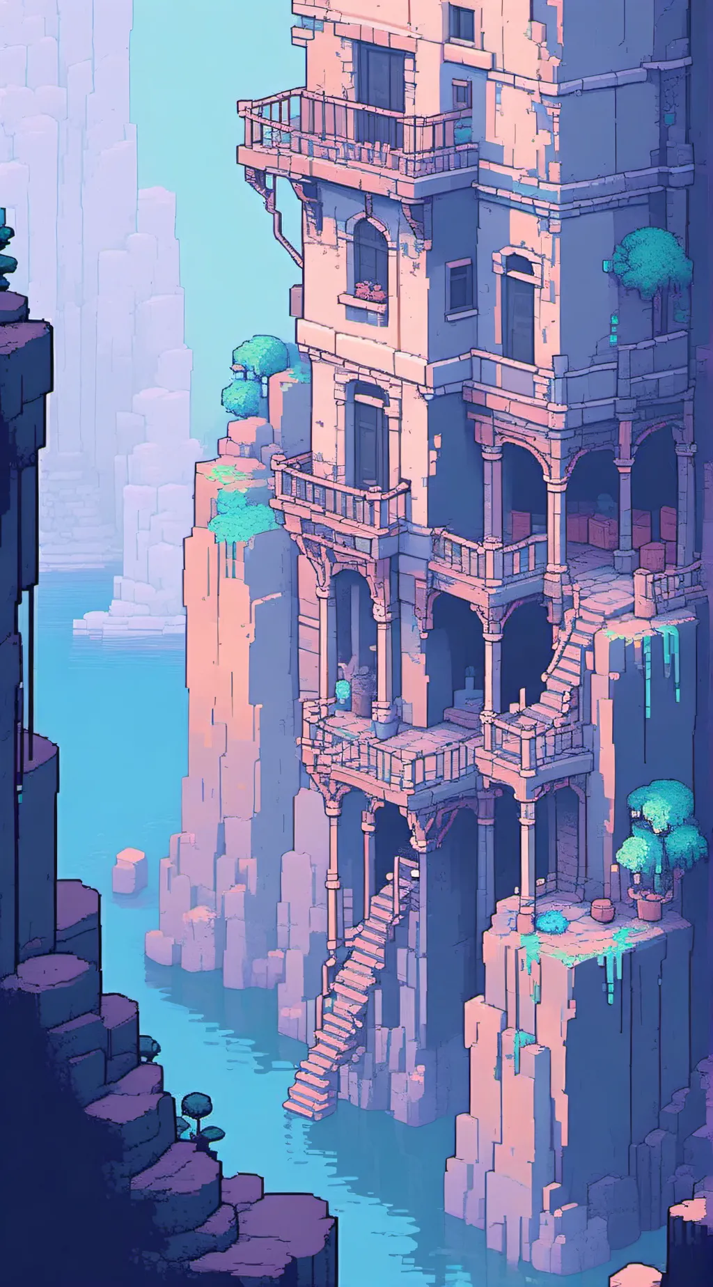 ai character: HH cliff background