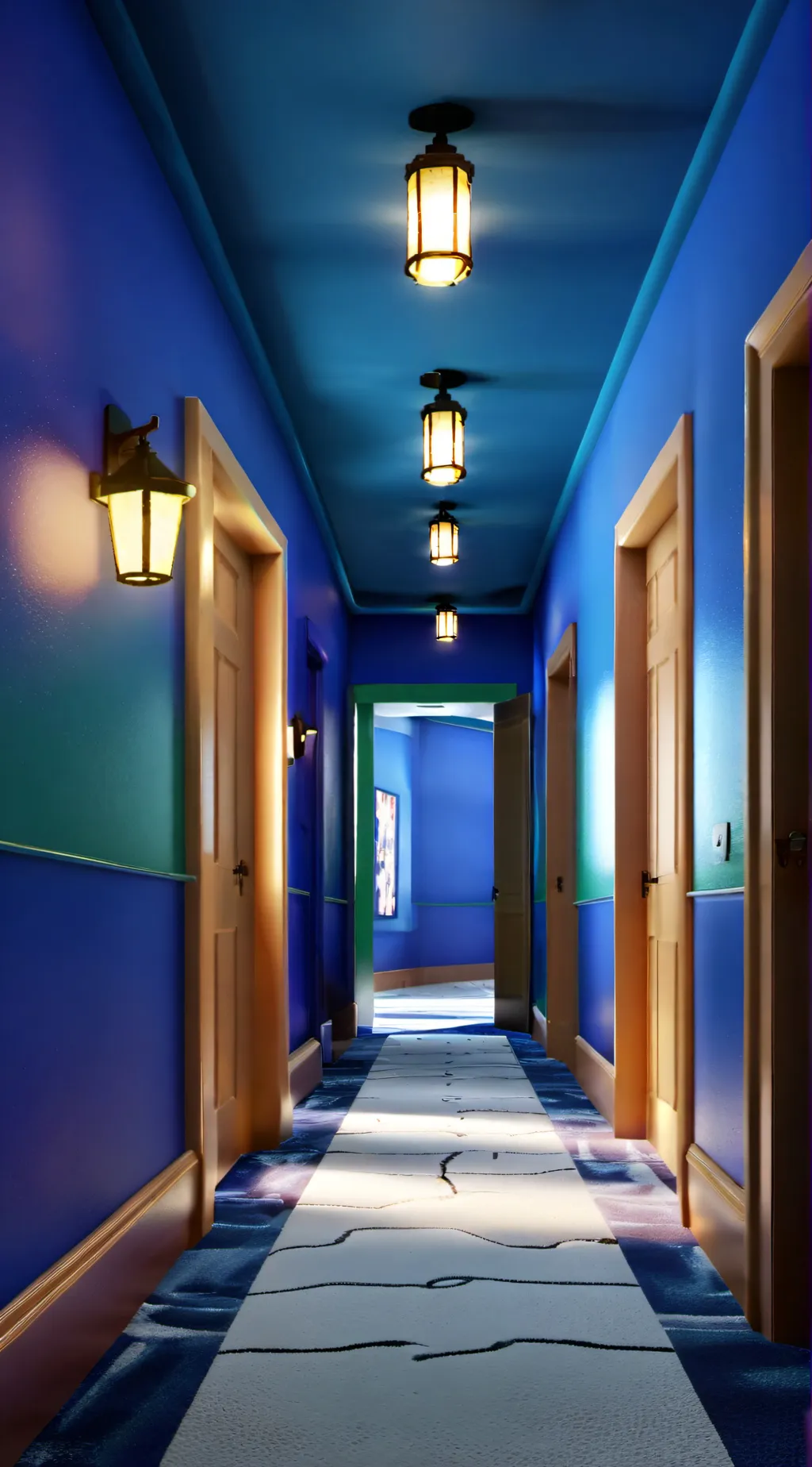 ai character: endless hallway background