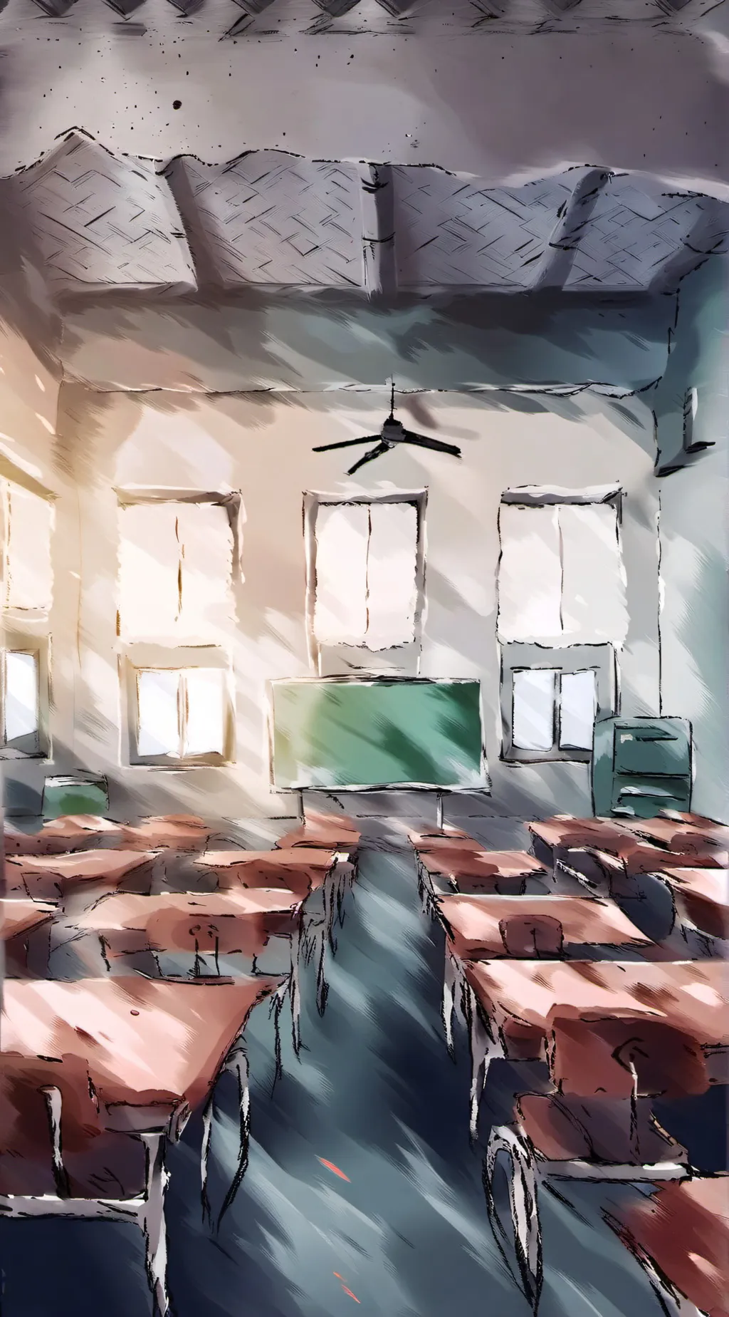 ai character: MHA class room background