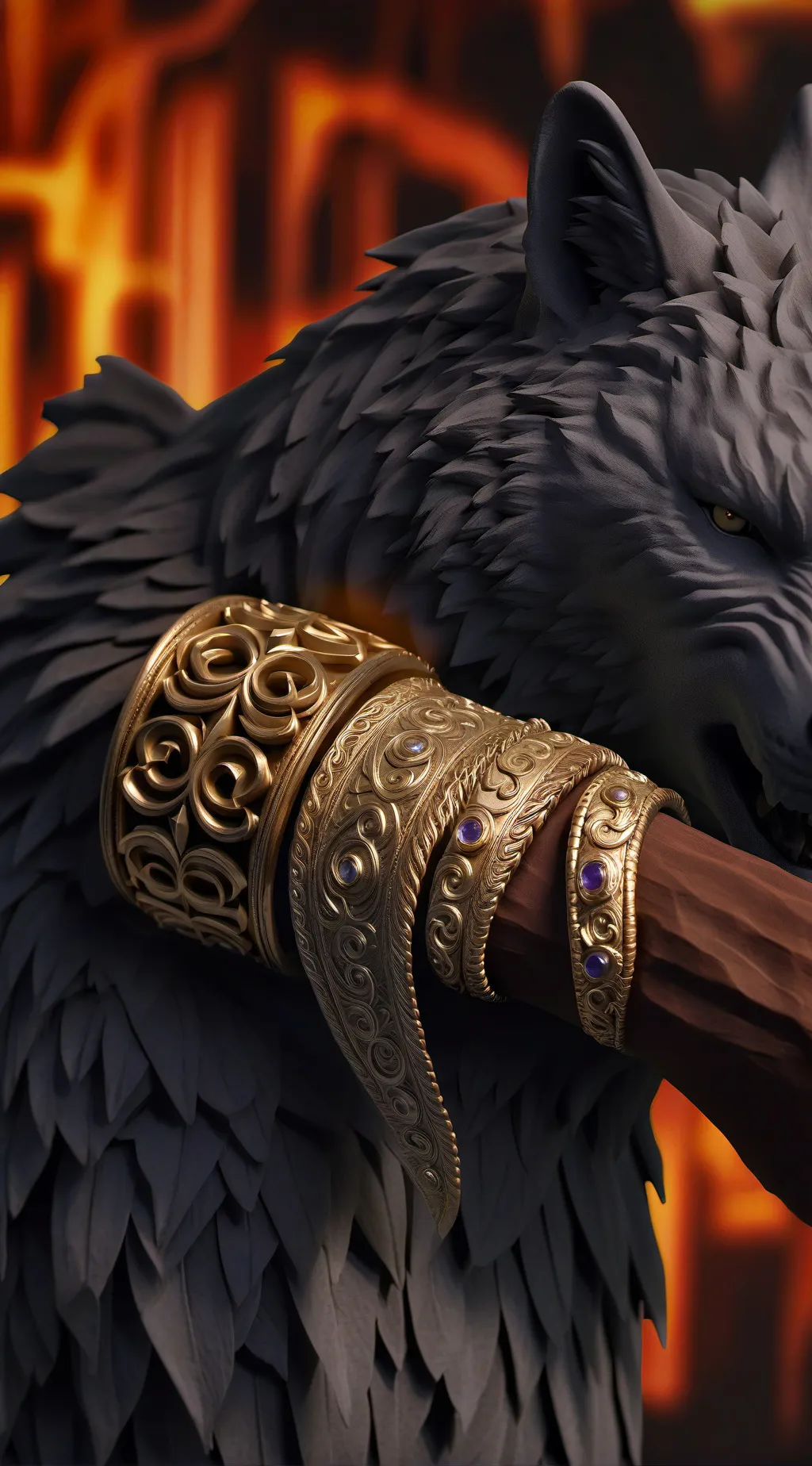 ai character: Dark wolf background