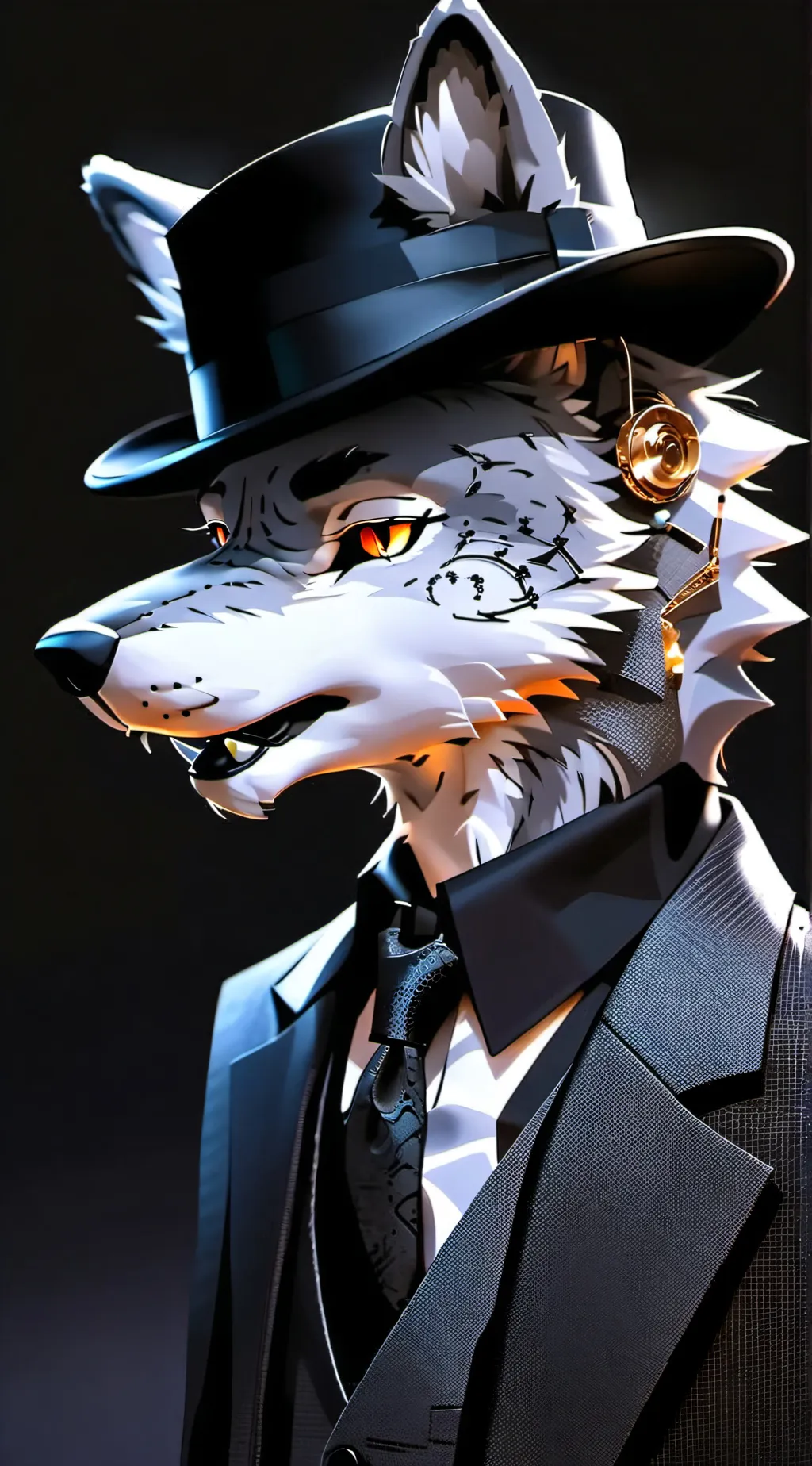 ai character: hat wolf background