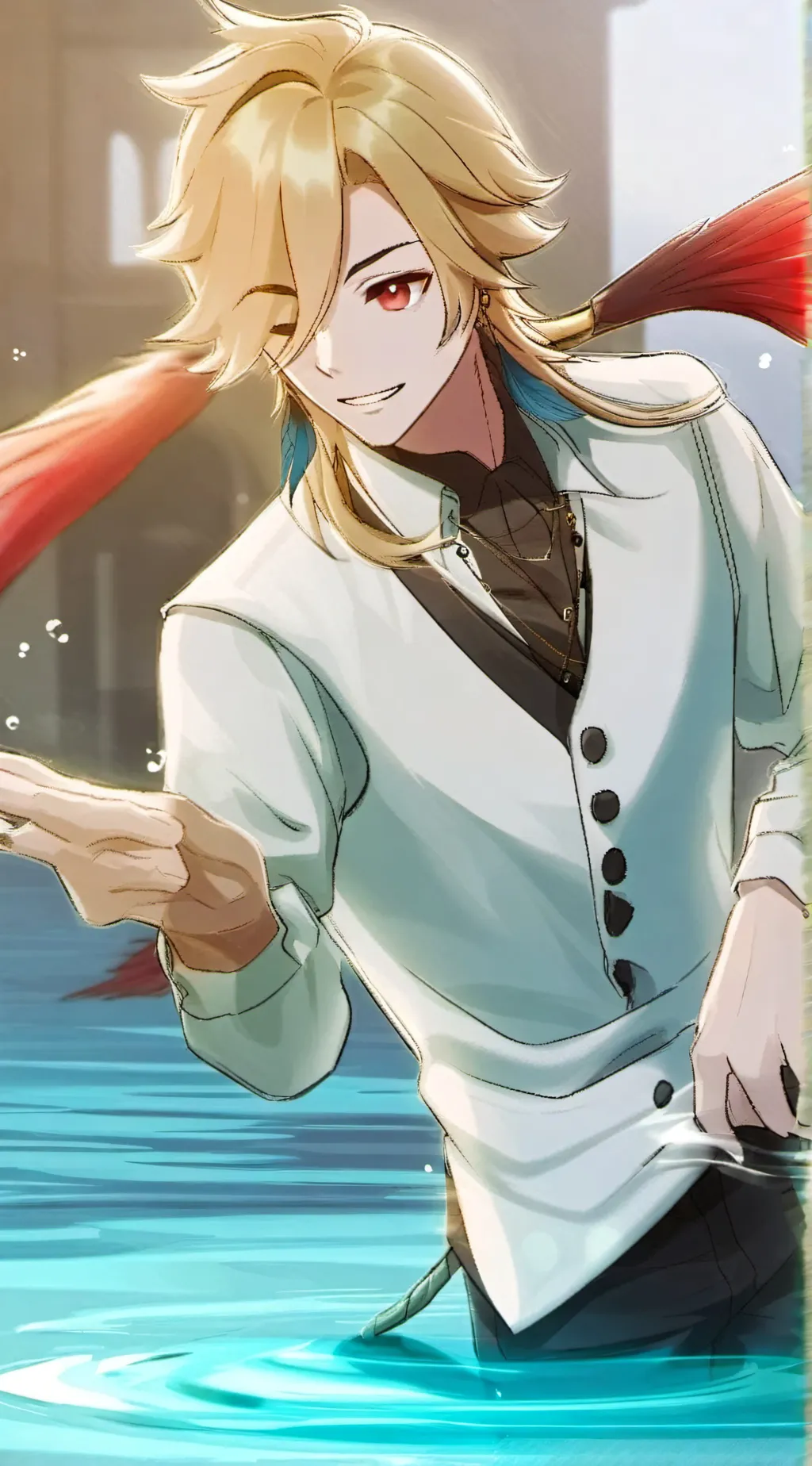 ai character: Kaveh (merman) background