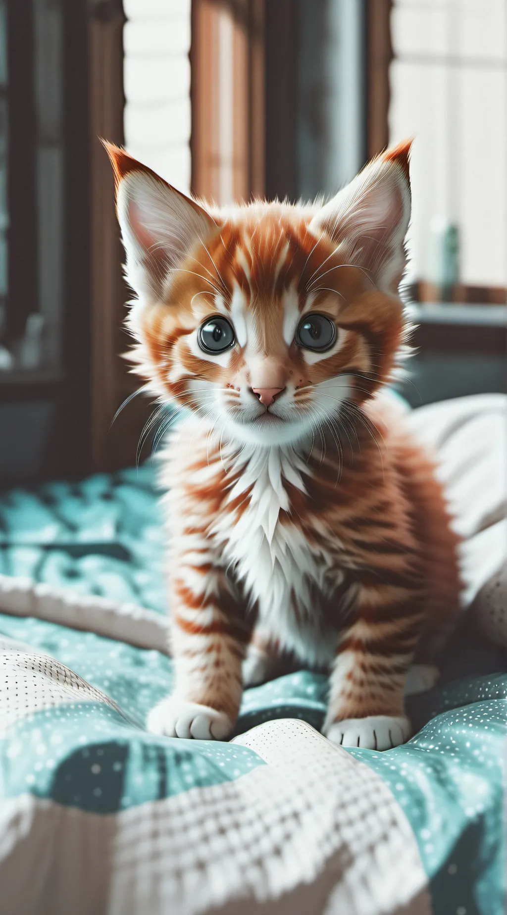 ai character: Cat on bed background