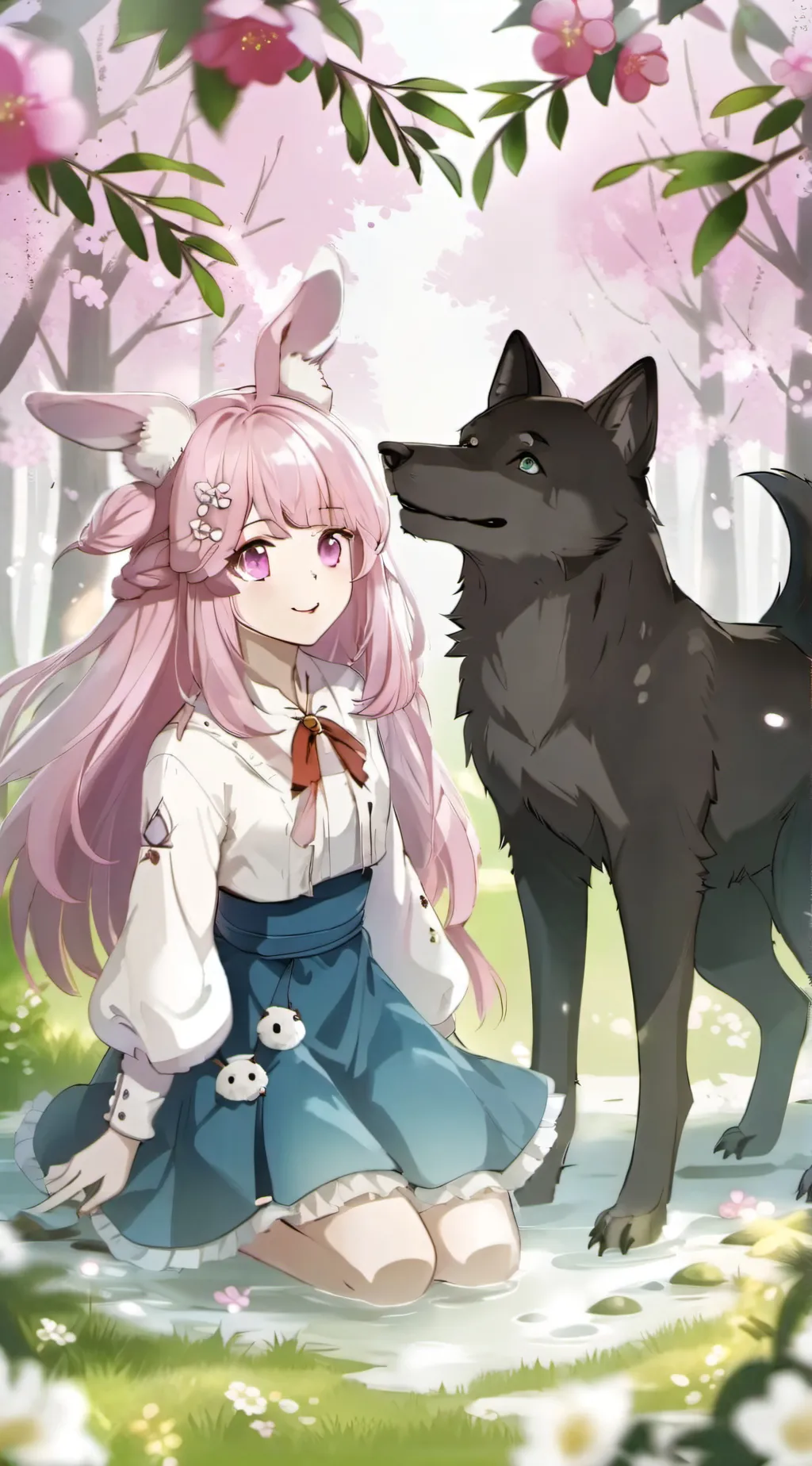 ai character: MHA rabbit and dog background
