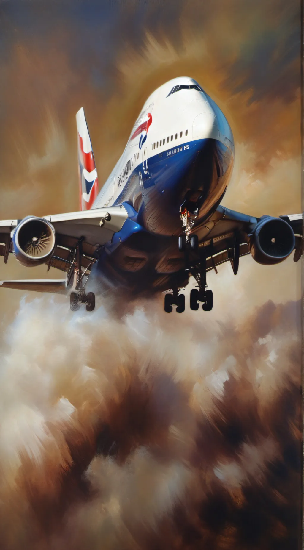 ai character: BritishAirways 747 background