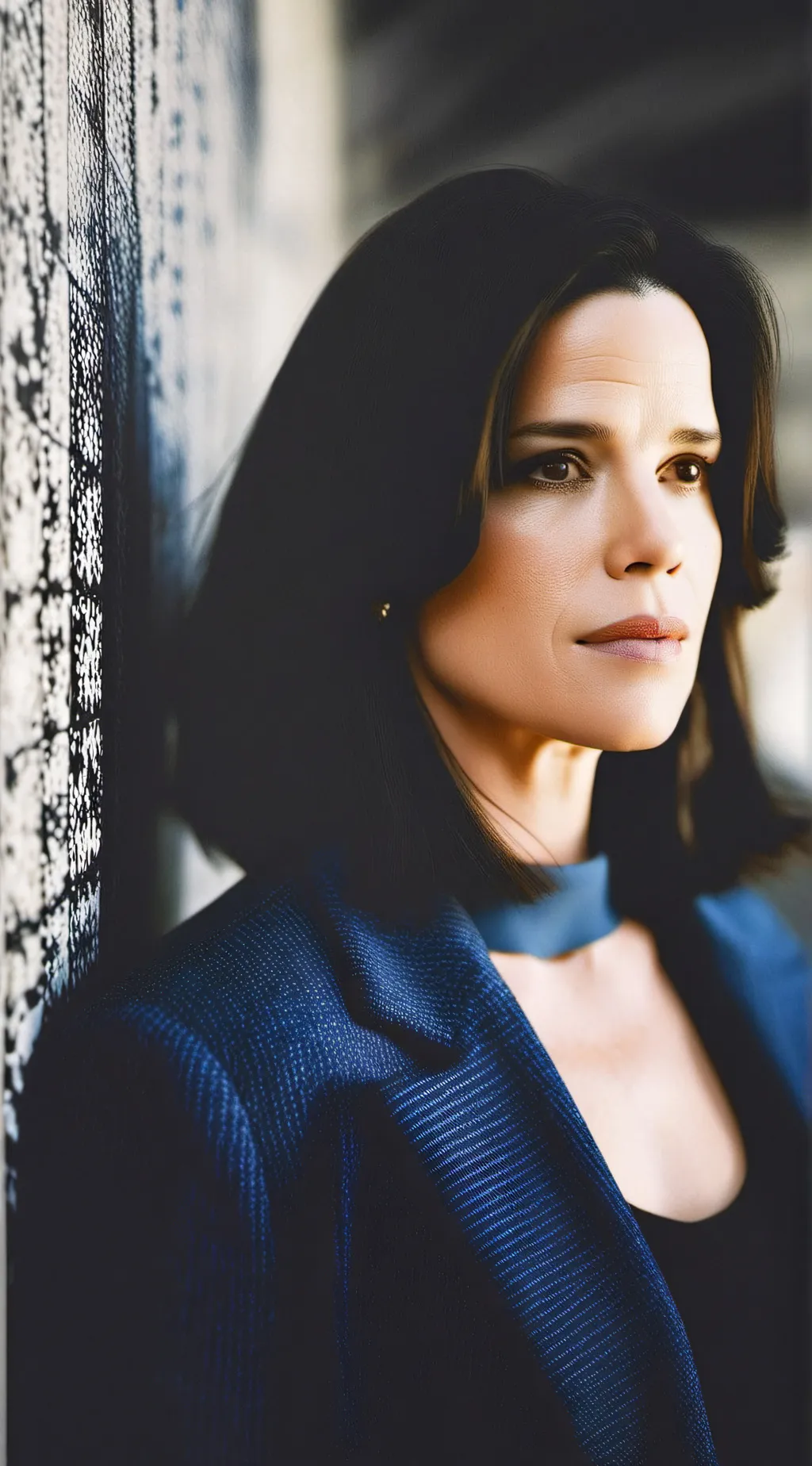 ai character: Neve Campbell  background
