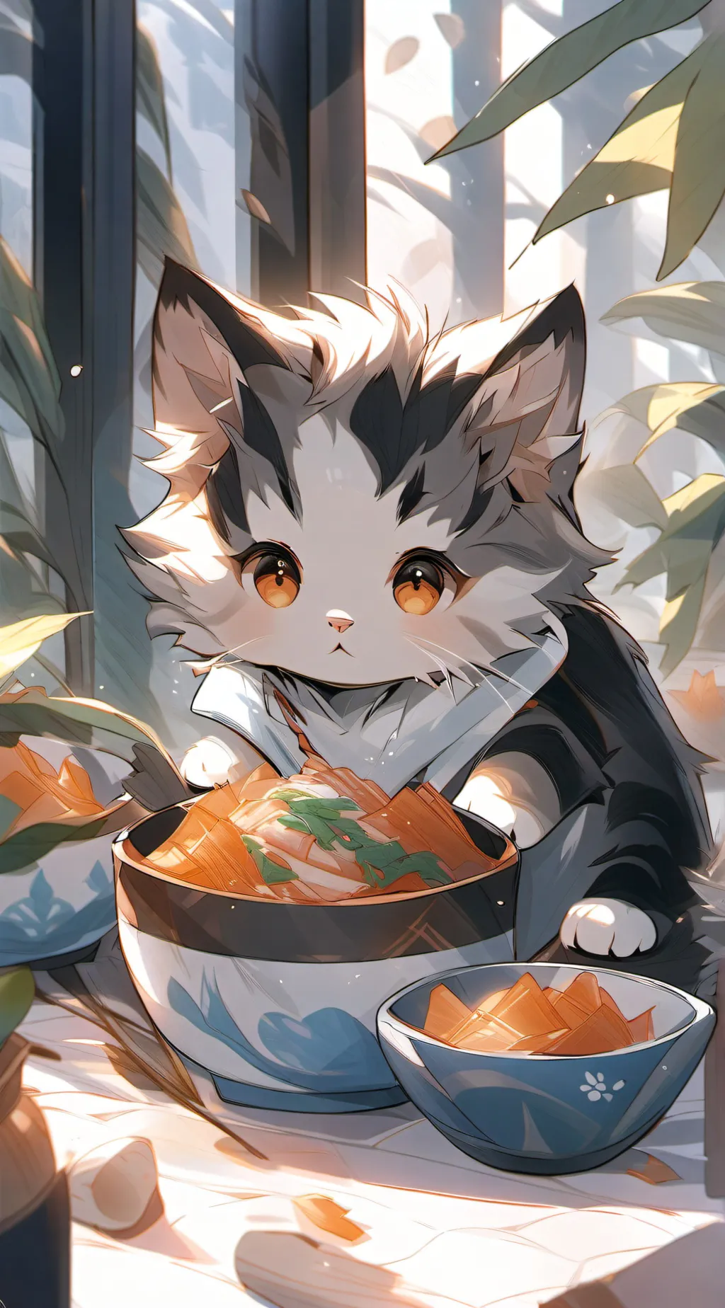 ai character: give me food background