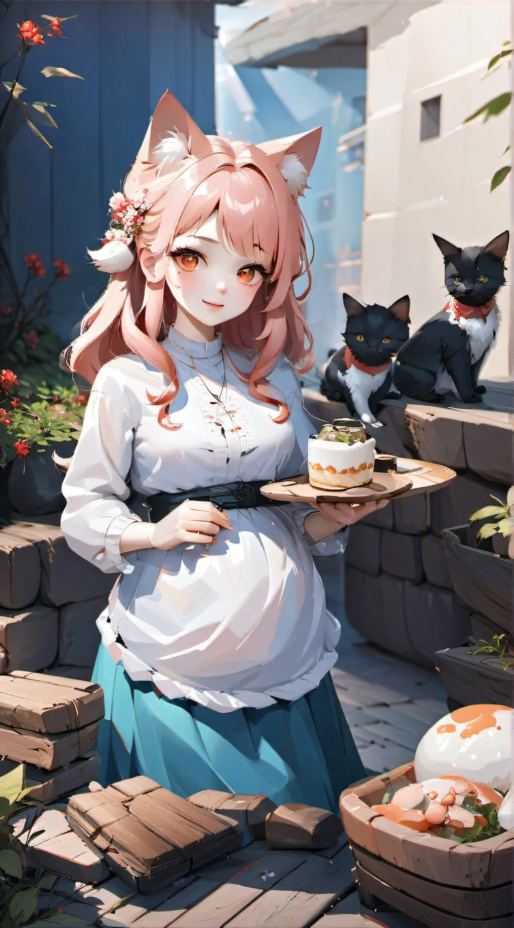 ai character: Cat Cafe: Waiter background