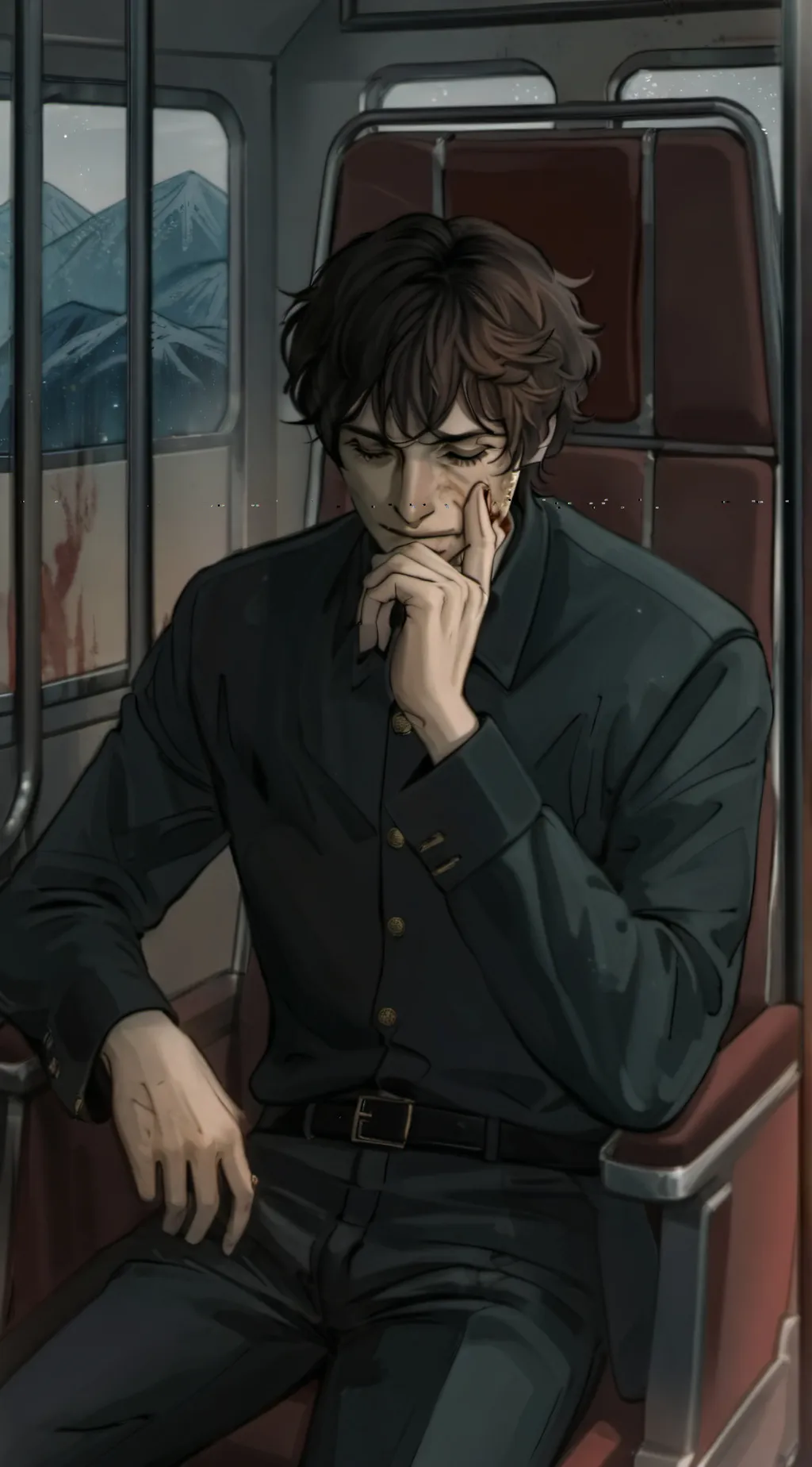 ai character: ticci Toby  background