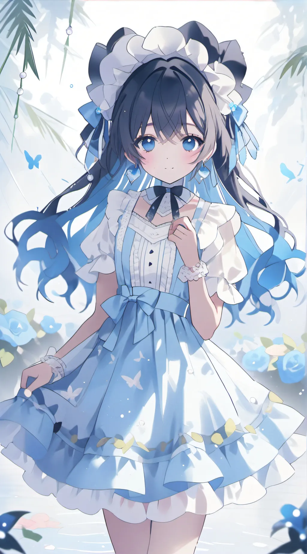 ai character: cute blue girl background