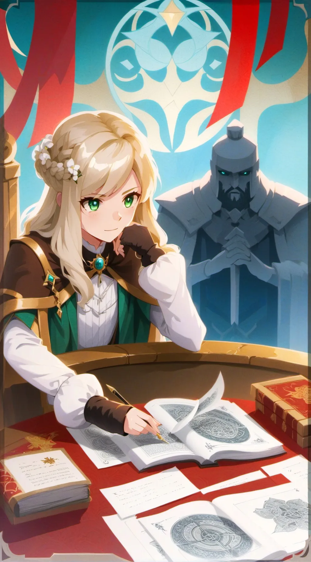 ai character: COMMENT IDEAS DRAW background