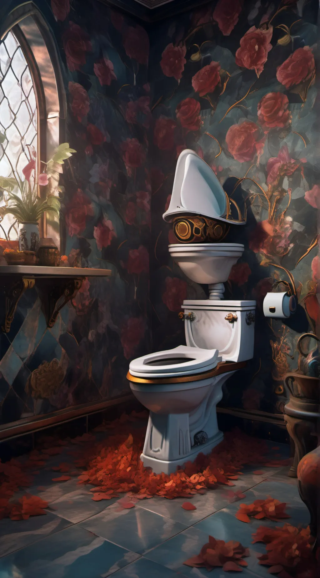 ai character: cone head skibidi  background