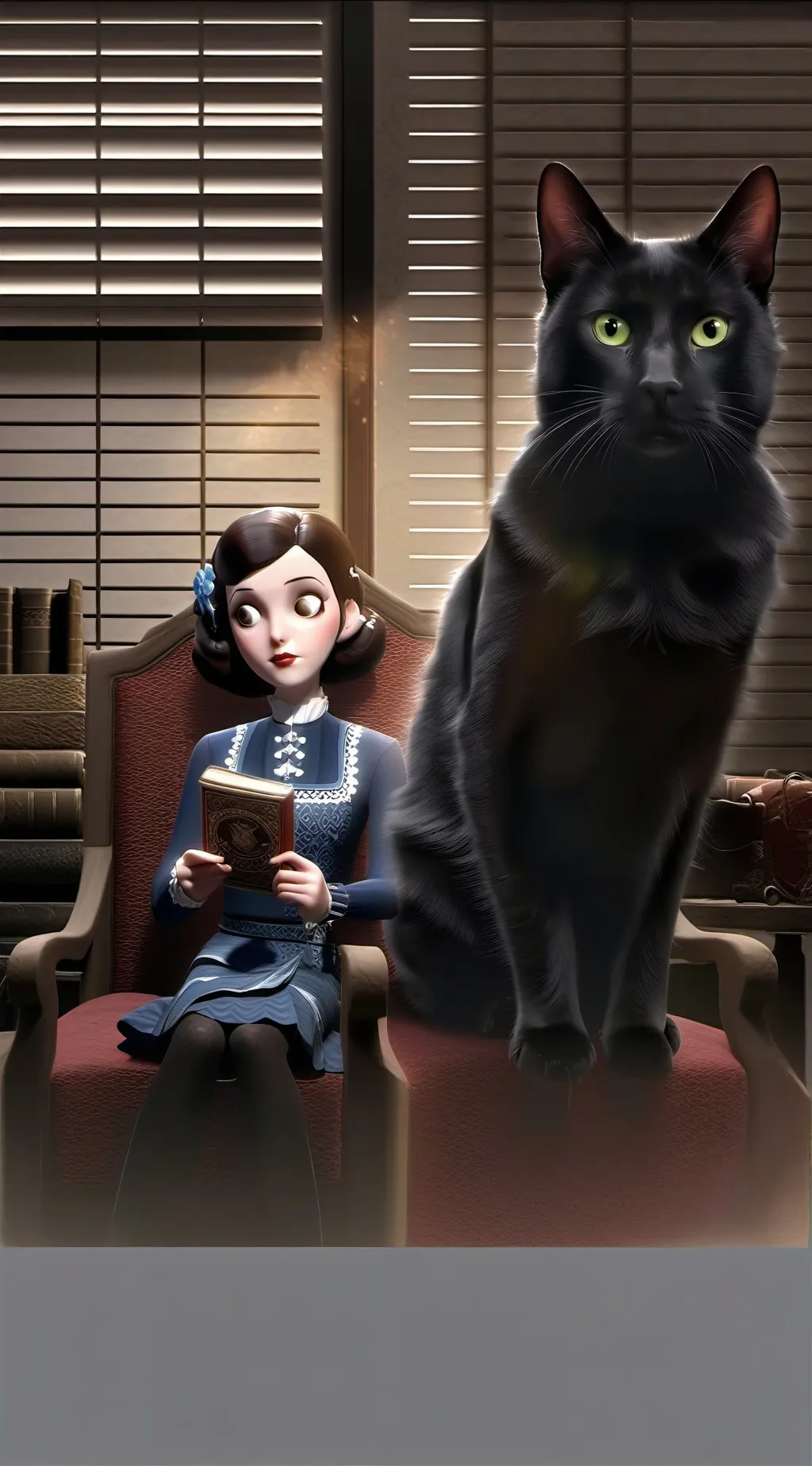 ai character: THE CAT OF DEATH. background