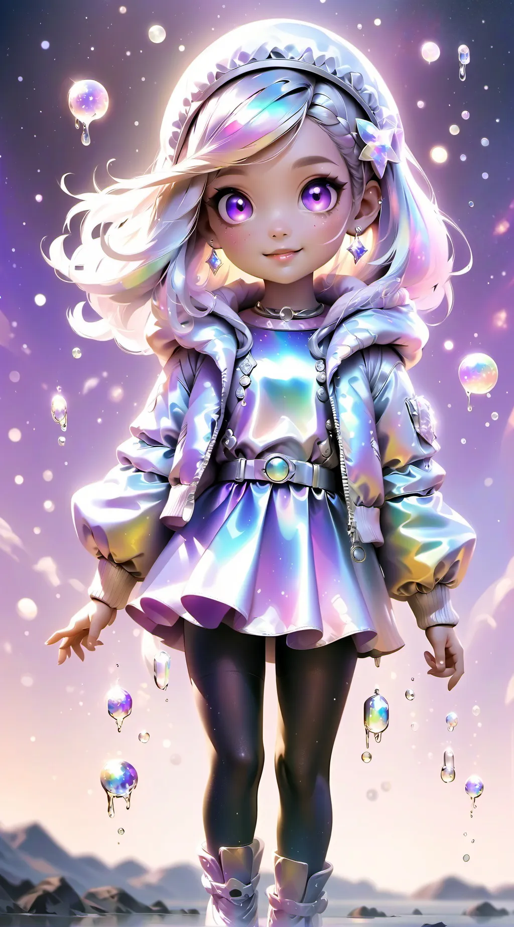 ai character: galaxy snow background