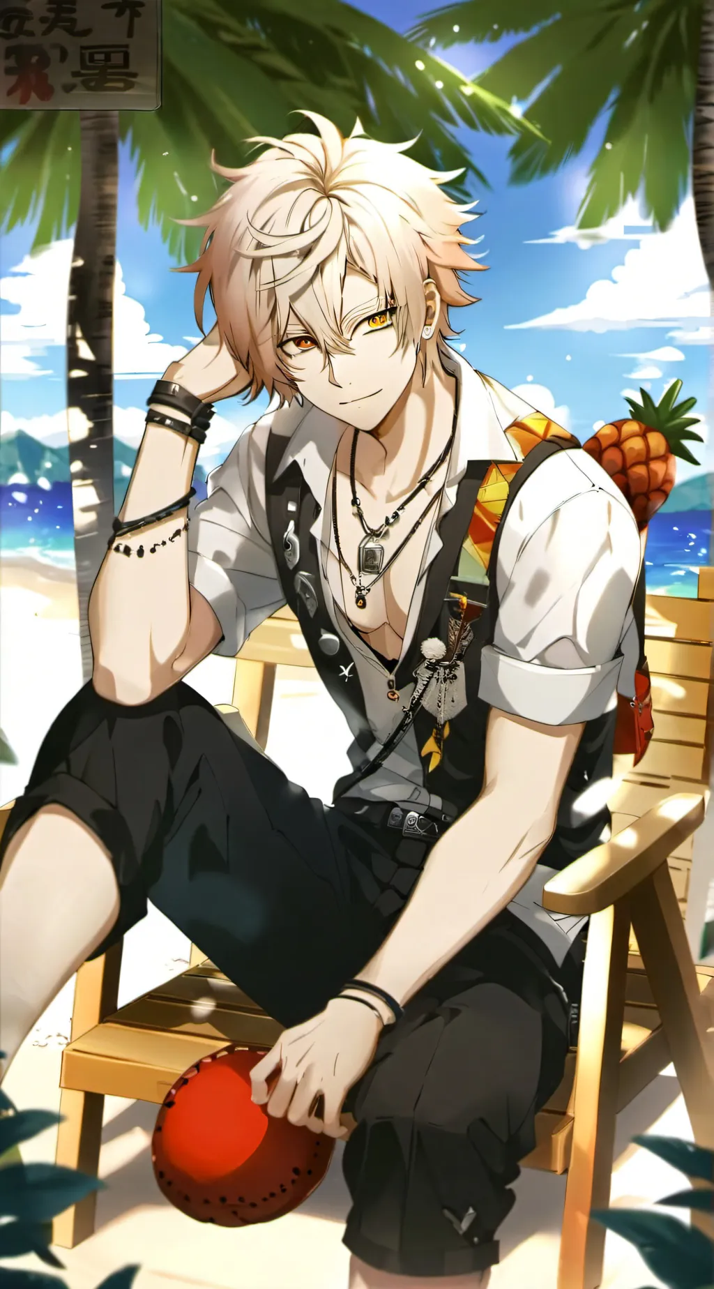 ai character: MHA at the beach  background
