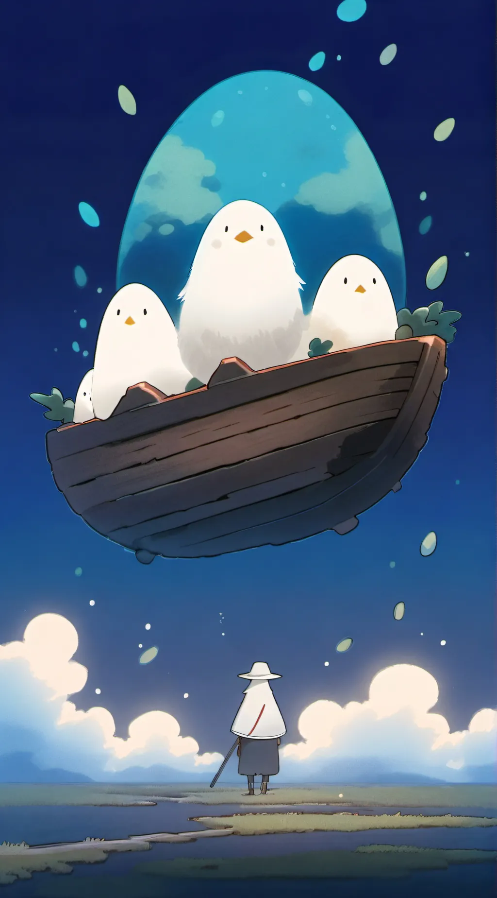 ai character: Egg birds background