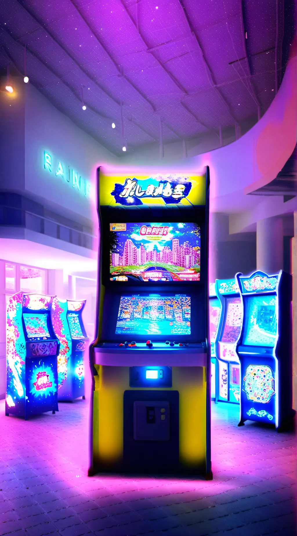 ai character: arcade background