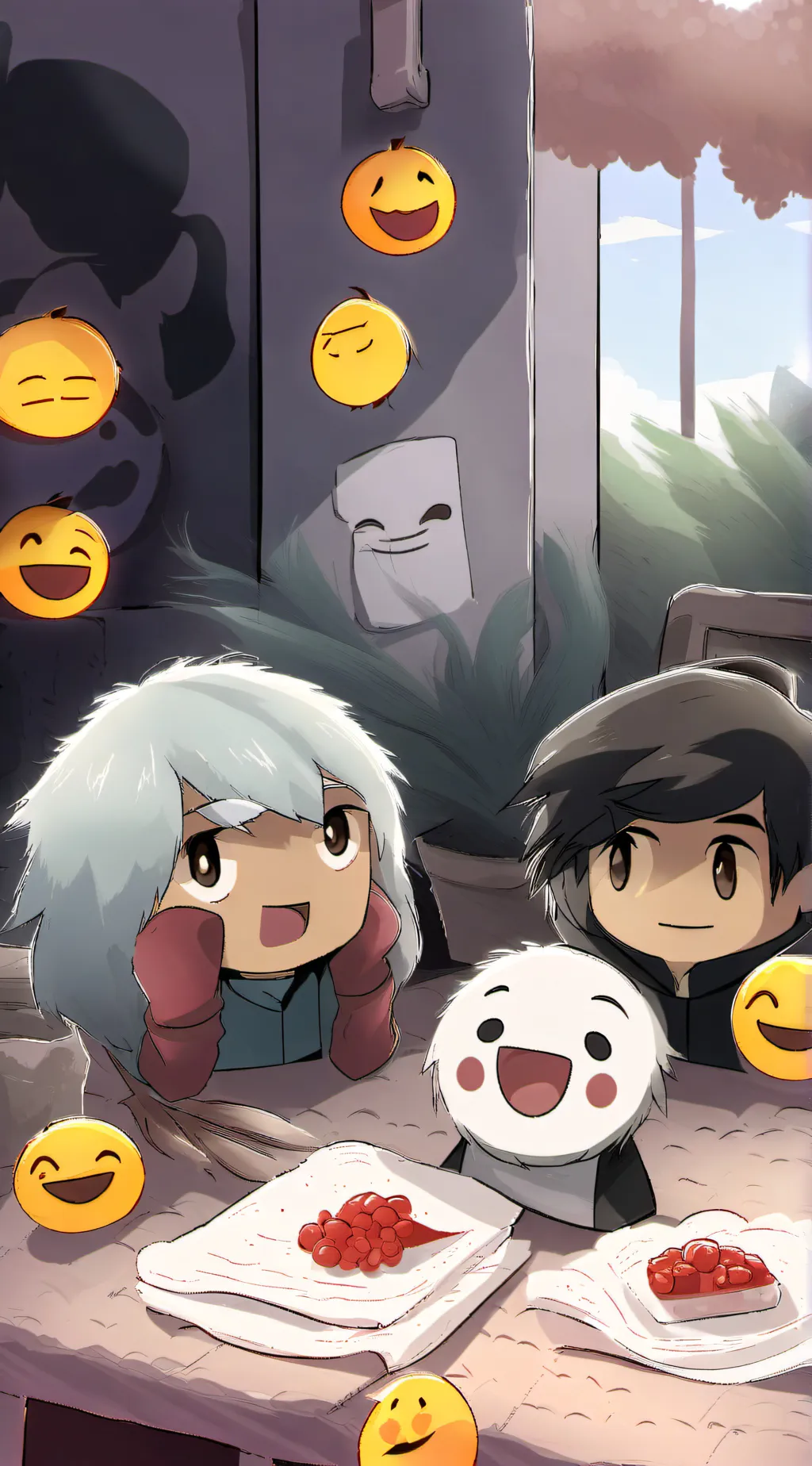 ai character: Only emojis background