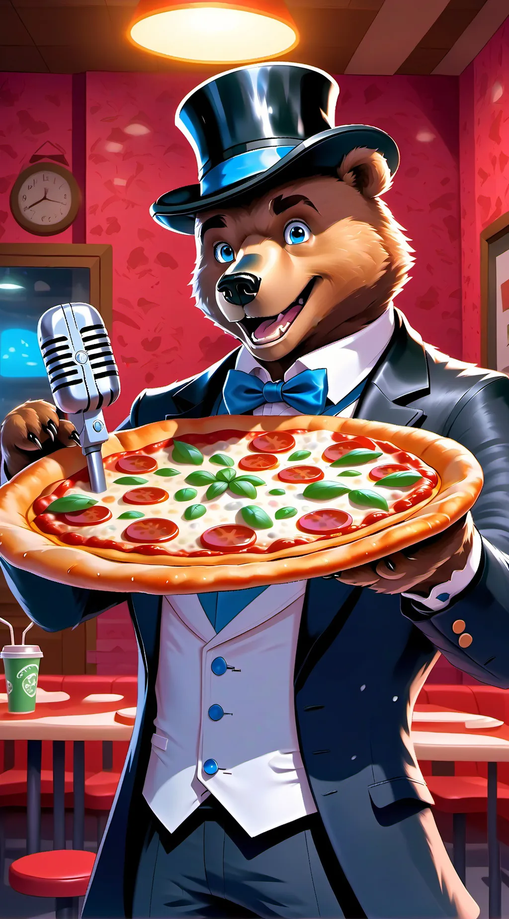 ai character: Freddy’s pizza  background